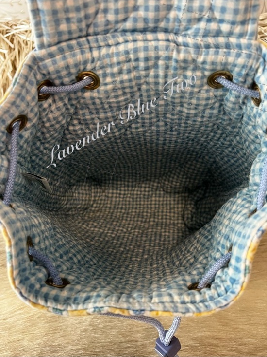 Vintage VERA BRADLEY Elizabeth 1997 Flap Drawstring Backpack Yellow Blue Indiana main image 12